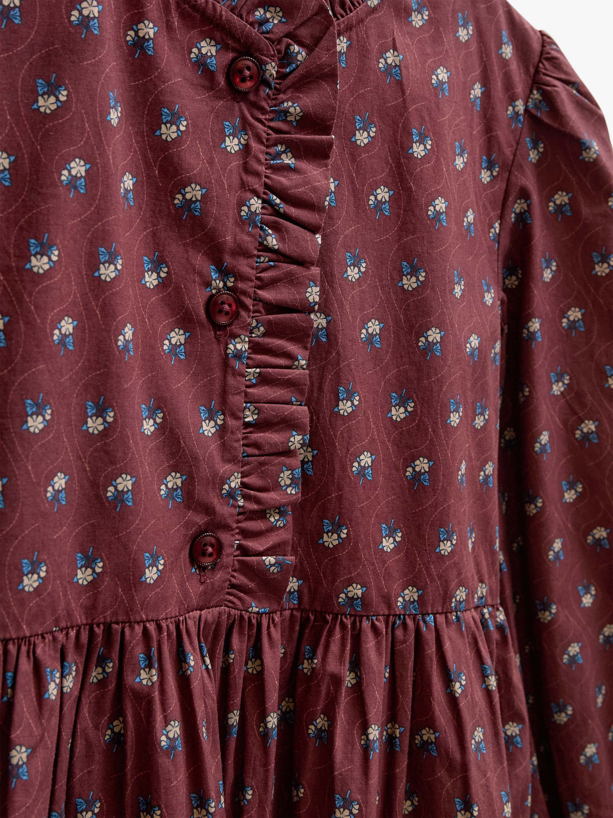 Poplin-kjole med stolpelukning Tween - Bordeaux Flowerprint | 101439 Julia