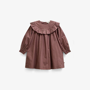 Poplin-kjole med flæser Kids - Bordeaux Check | 101440 Julia