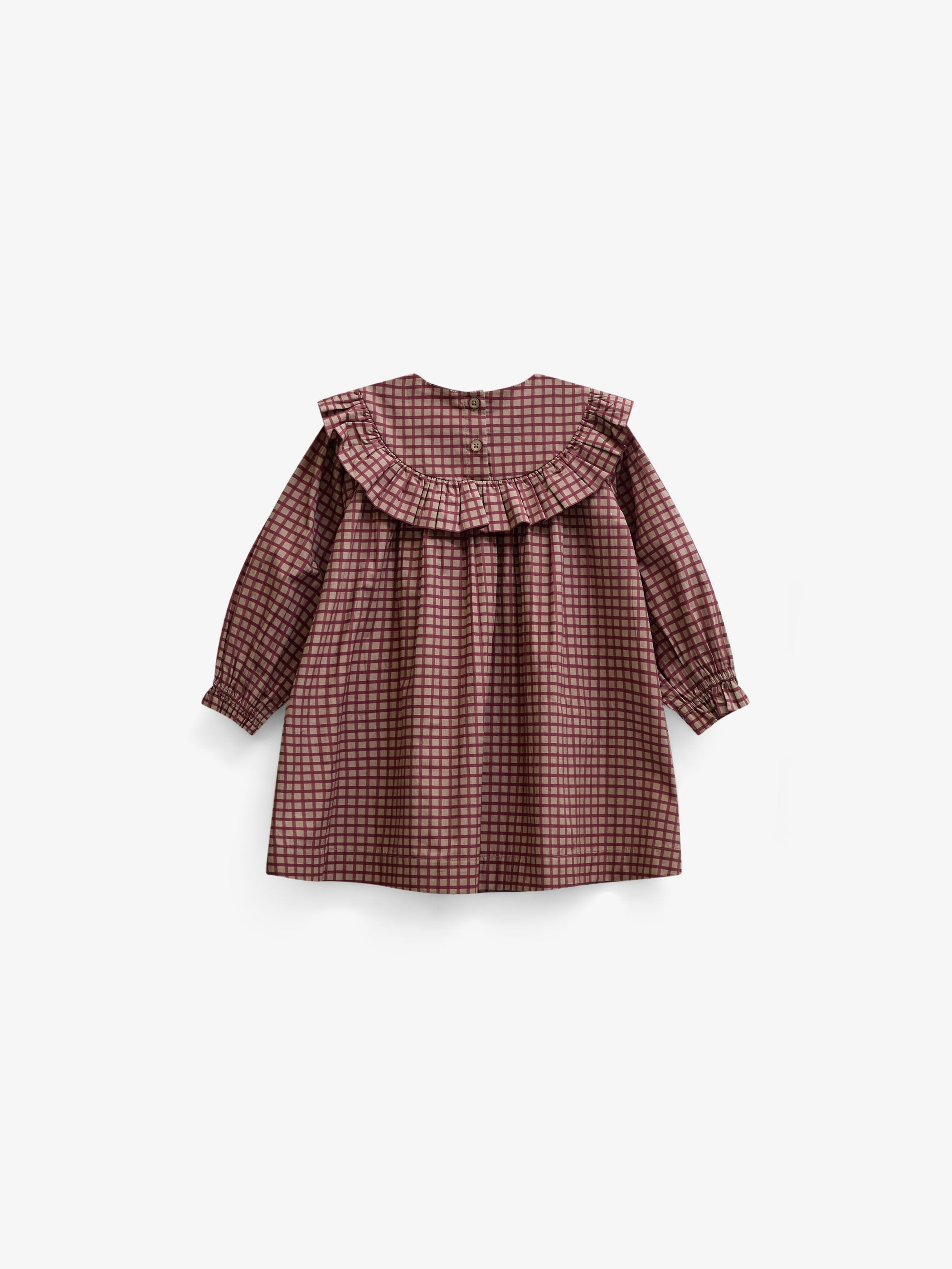 Poplin-kjole med flæser Kids - Bordeaux Check | 101440 Julia