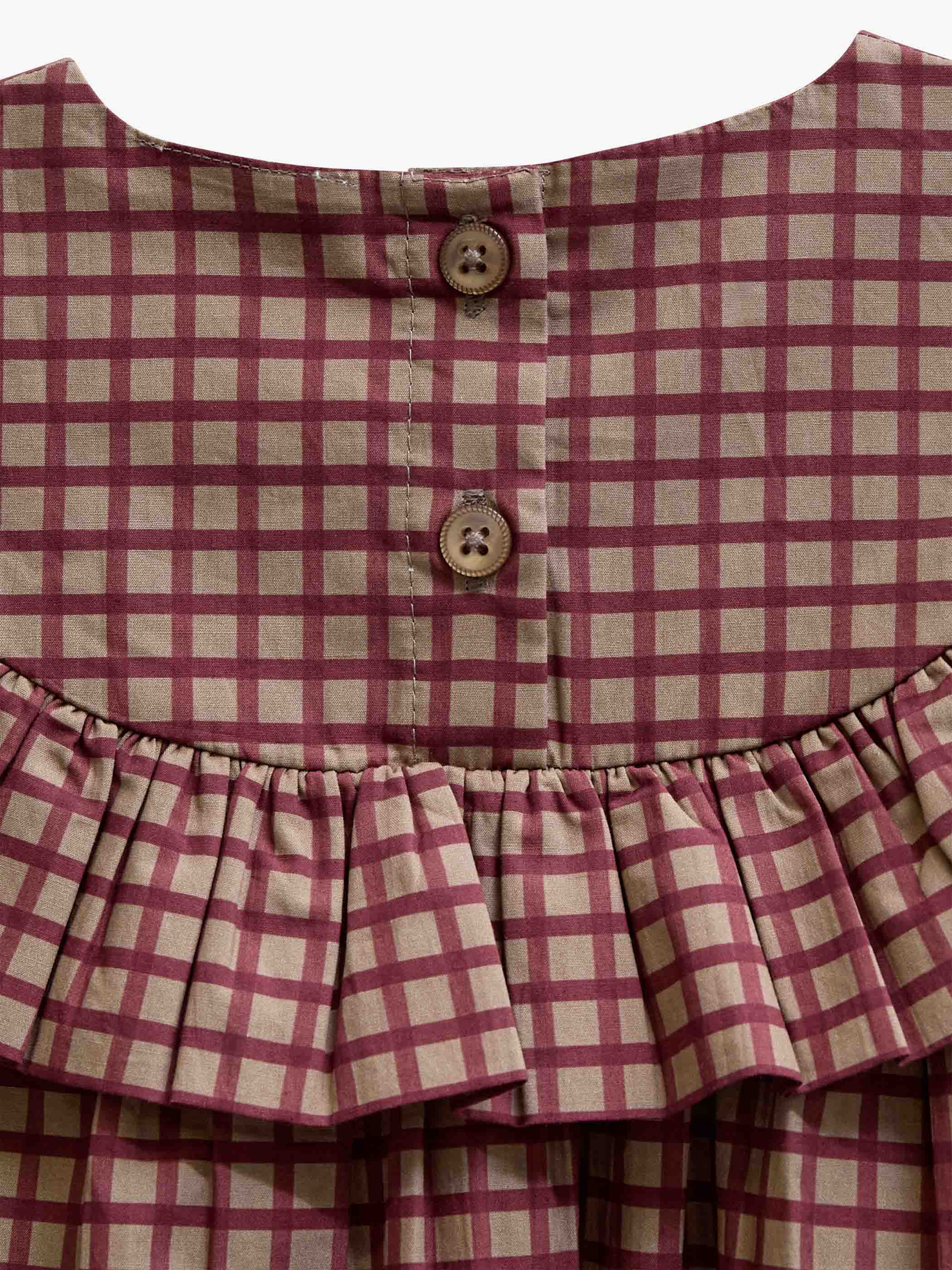 Poplin-kjole med flæser Kids - Bordeaux Check | 101440 Julia