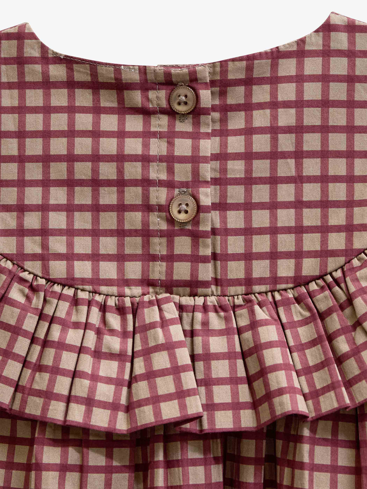 Poplin-kjole med flæser Kids - Bordeaux Check | 101440 Julia