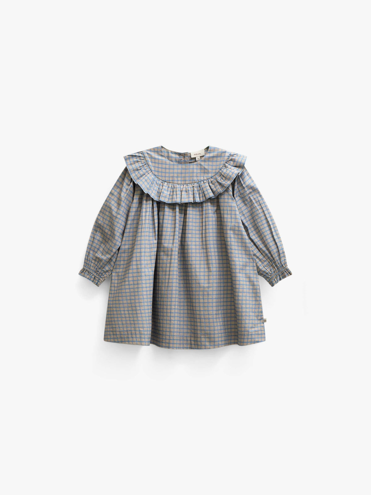 Poplin-kjole med flæser Kids - Blue Check | 101441 Julia