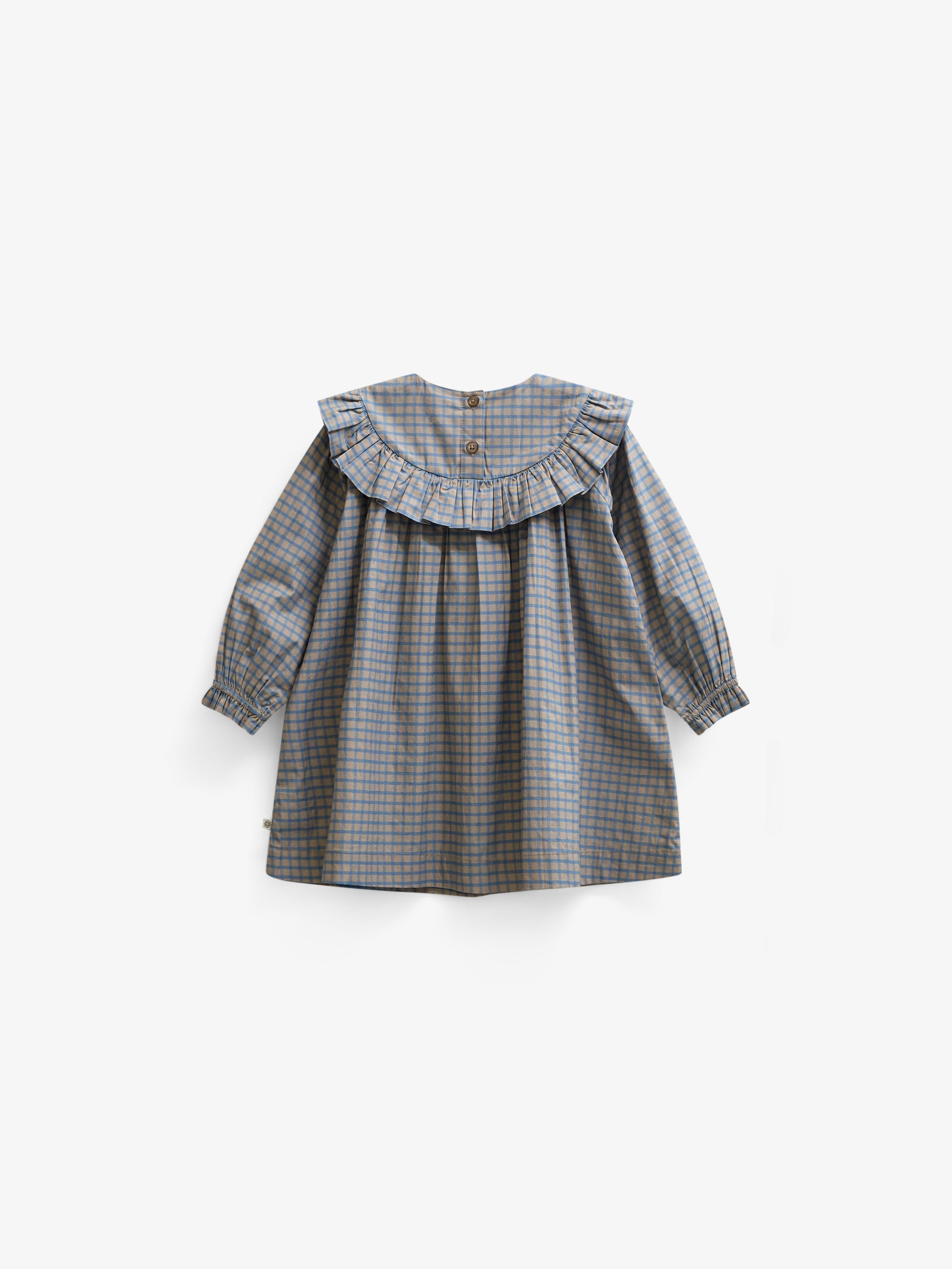 Poplin-kjole med flæser Kids - Blue Check | 101441 Julia