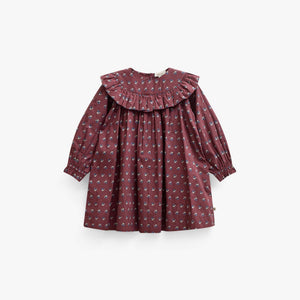 Poplin-kjole med flæser Kids - Bordeaux Flowerprint | 101442 Julia