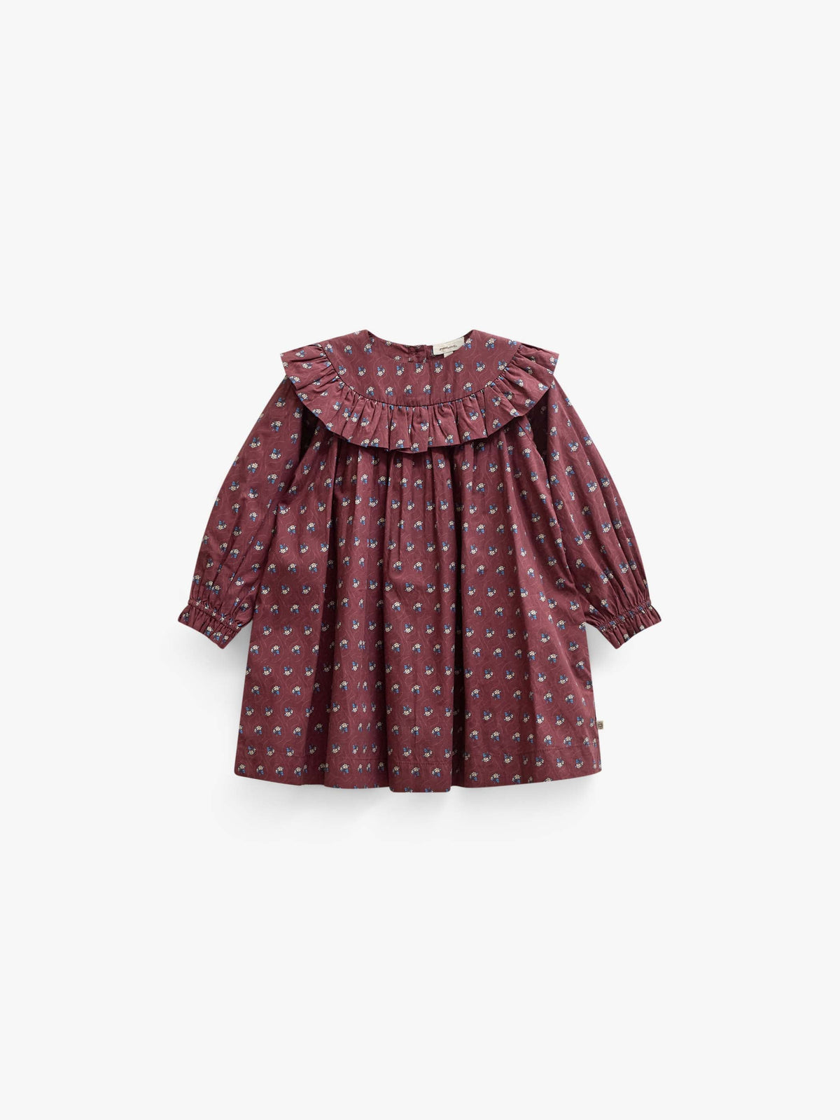 Poplin-kjole med flæser Kids - Bordeaux Flowerprint | 101442 Julia