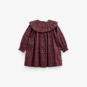 Poplin-kjole med flæser Kids - Bordeaux Flowerprint | 101442 Julia