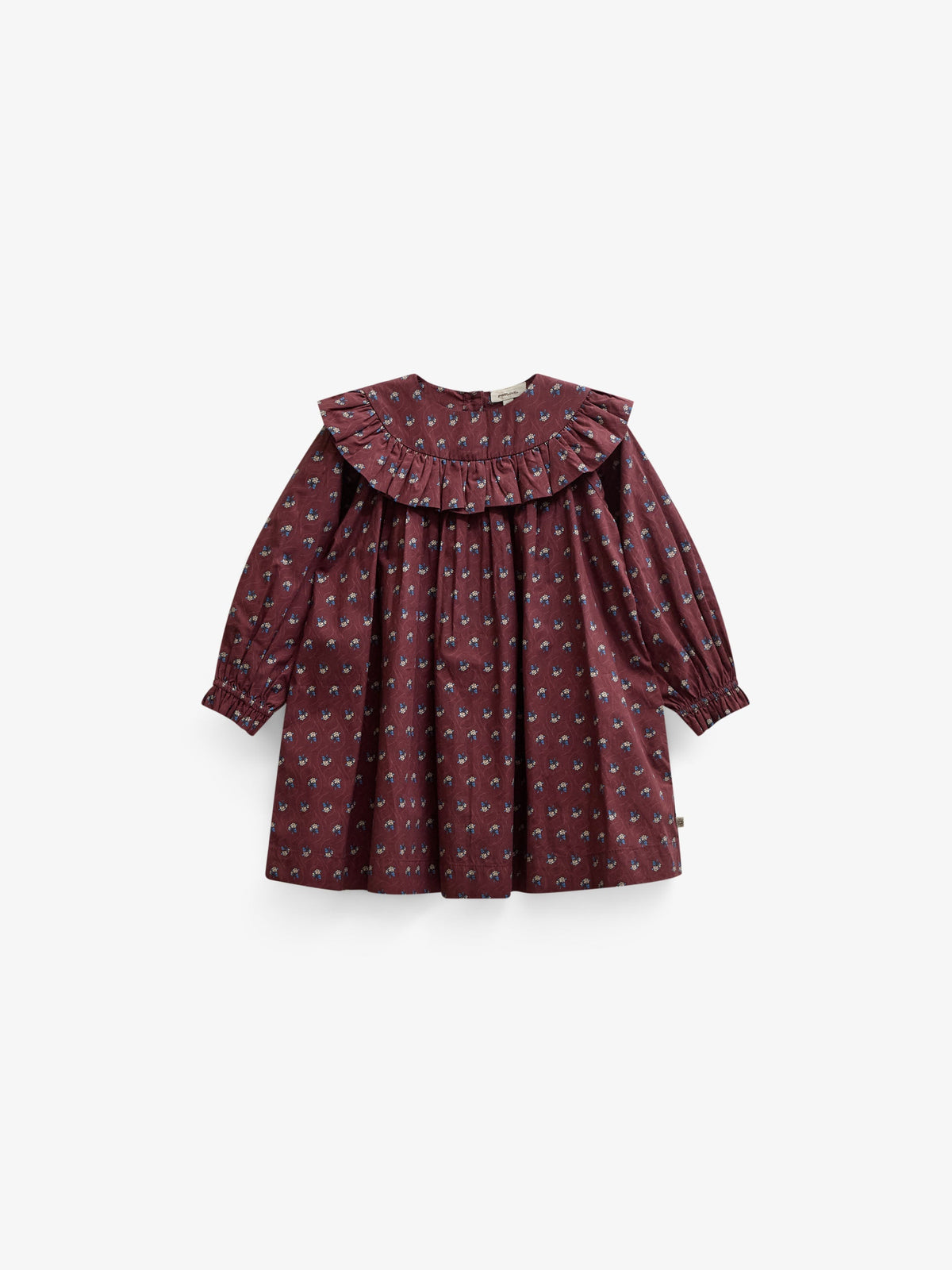 Poplin-kjole med flæser Kids - Bordeaux Flowerprint | 101442 Julia
