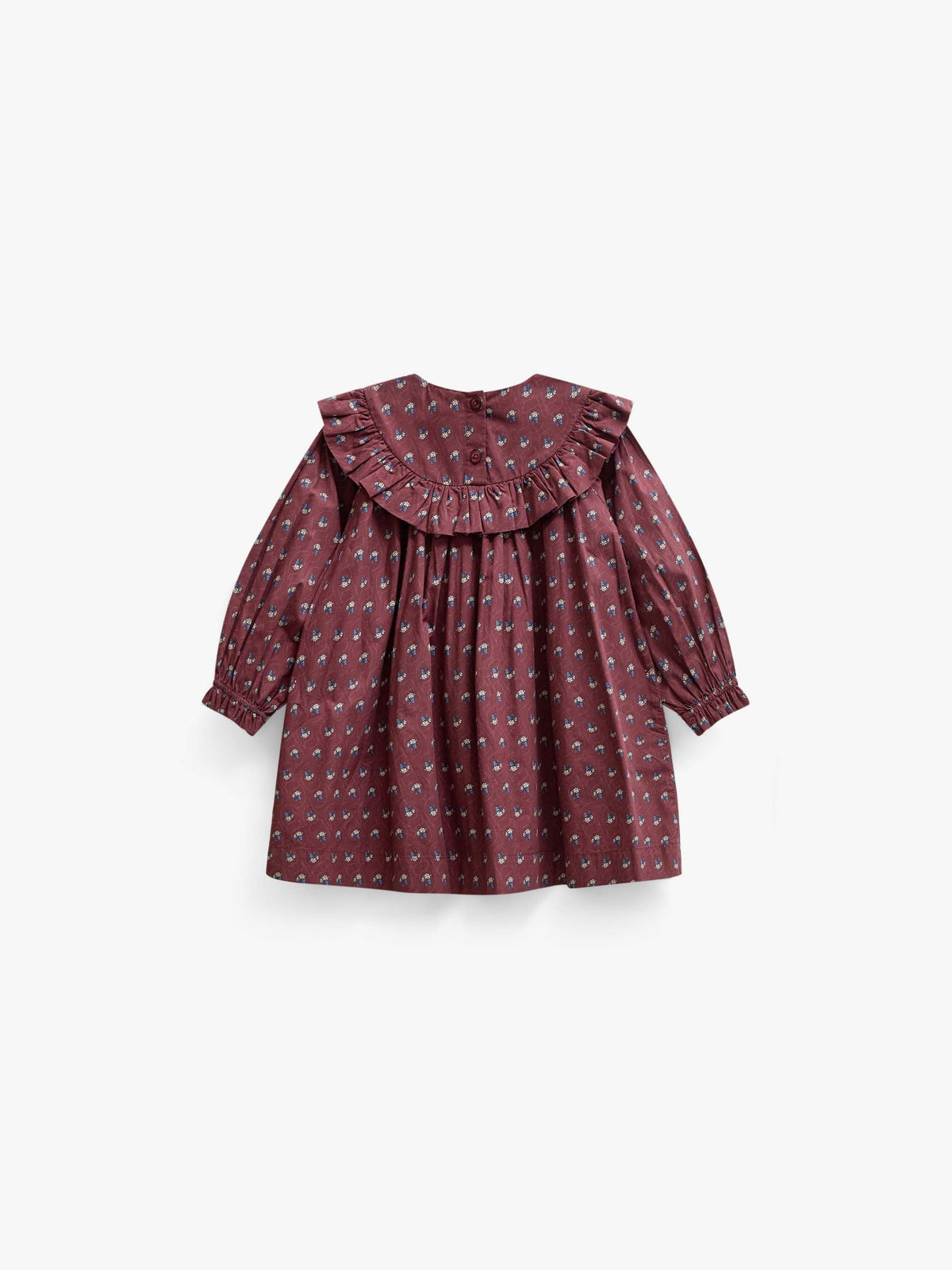 Poplin-kjole med flæser Kids - Bordeaux Flowerprint | 101442 Julia