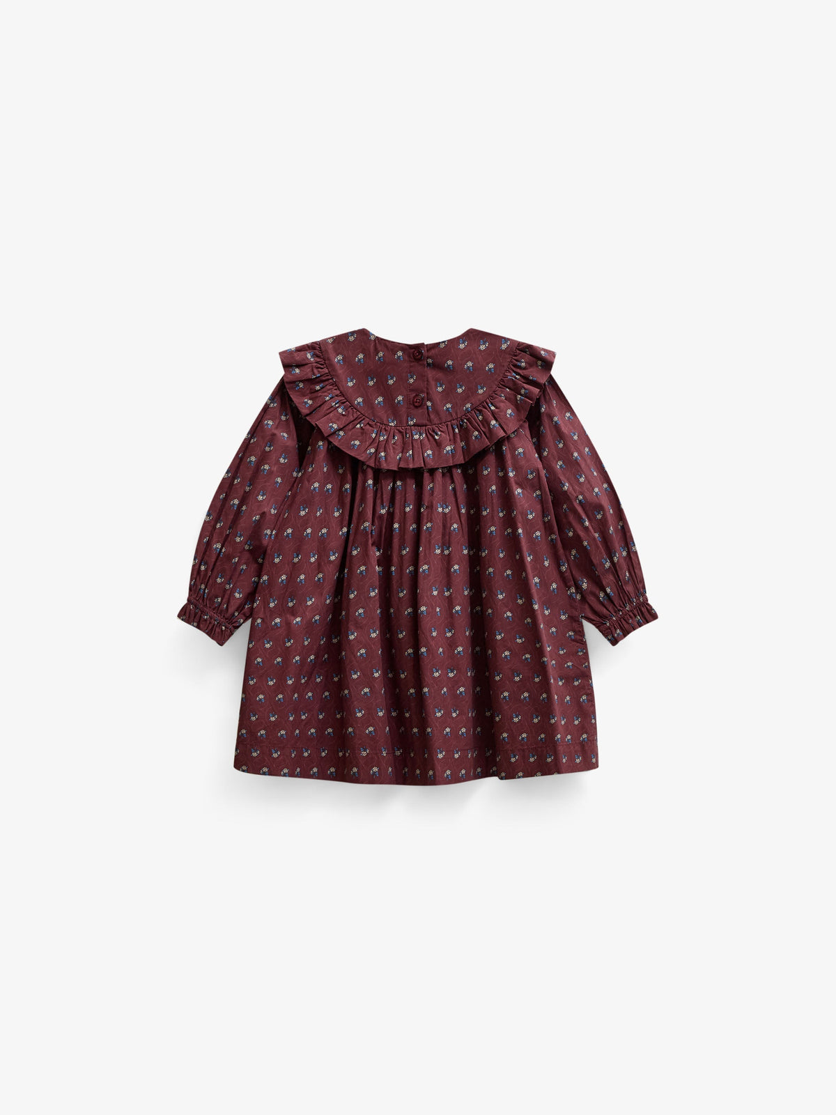 Poplin-kjole med flæser Kids - Bordeaux Flowerprint | 101442 Julia