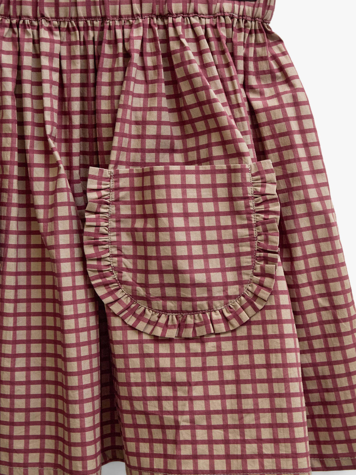 Poplin-nederdel med flæselommer Tween - Bordeaux Check | 101444 Julia