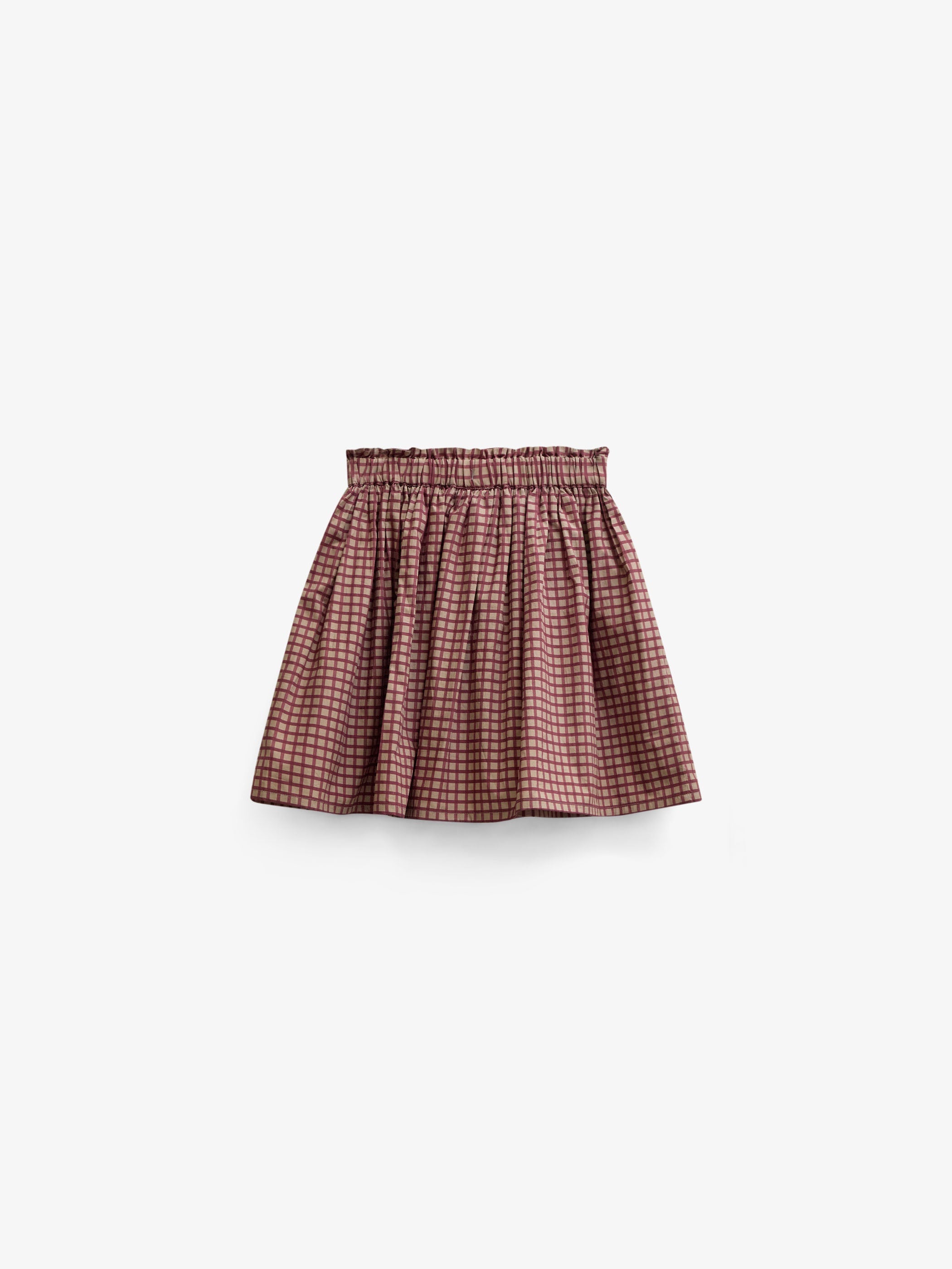 Poplin-nederdel med flæselommer Kids - Bordeaux Check | 101443 Julia