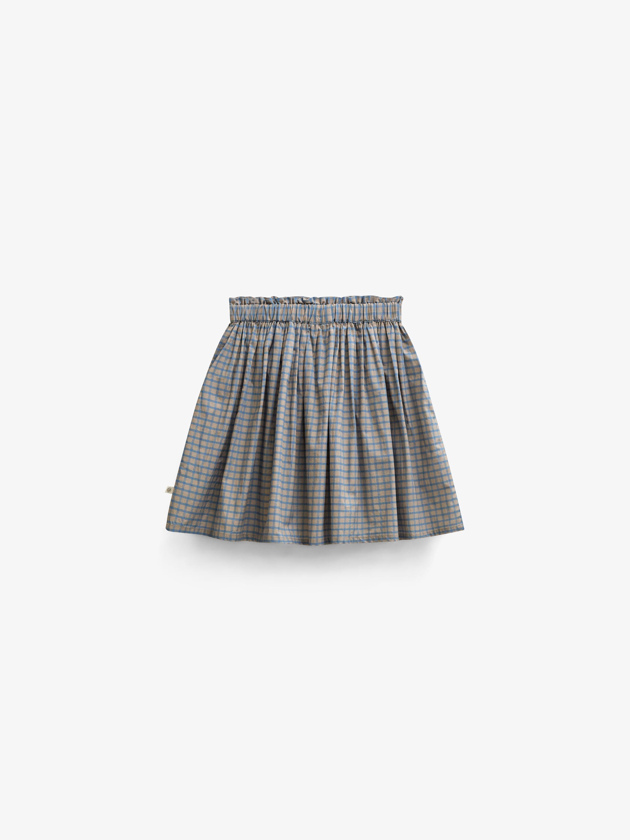 Poplin-nederdel med flæselommer Tween - Blue Check | 101446 Julia