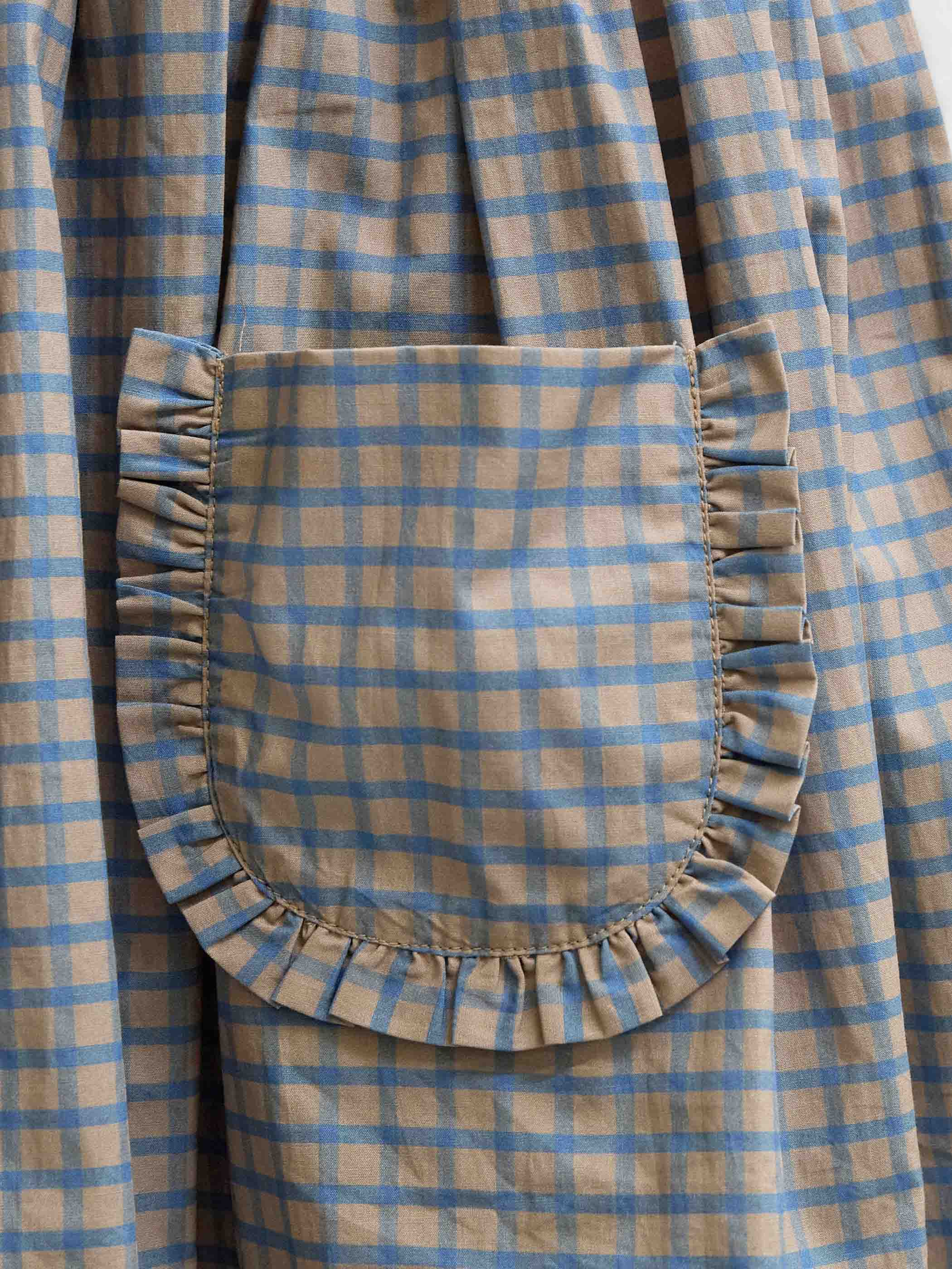 Poplin-nederdel med flæselommer Tween - Blue Check | 101446 Julia