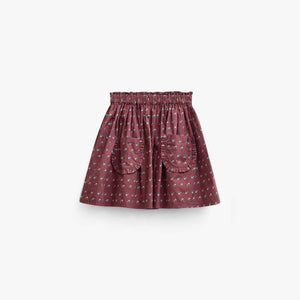 Poplin-nederdel med flæselommer Kids - Bordeaux Flowerprint | 101447 Julia