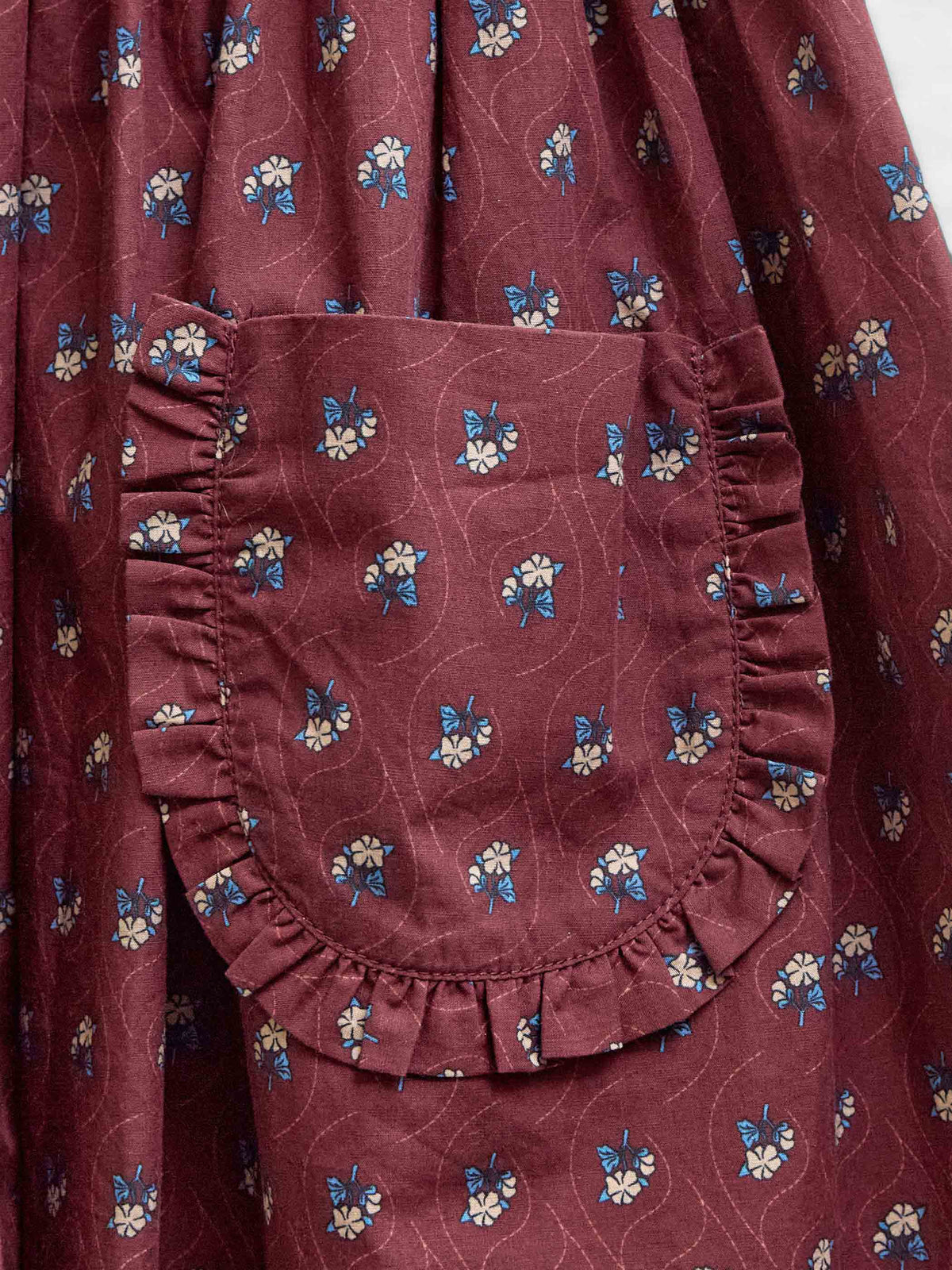 Poplin-nederdel med flæselommer Tween - Bordeaux Flowerprint | 101448 Julia