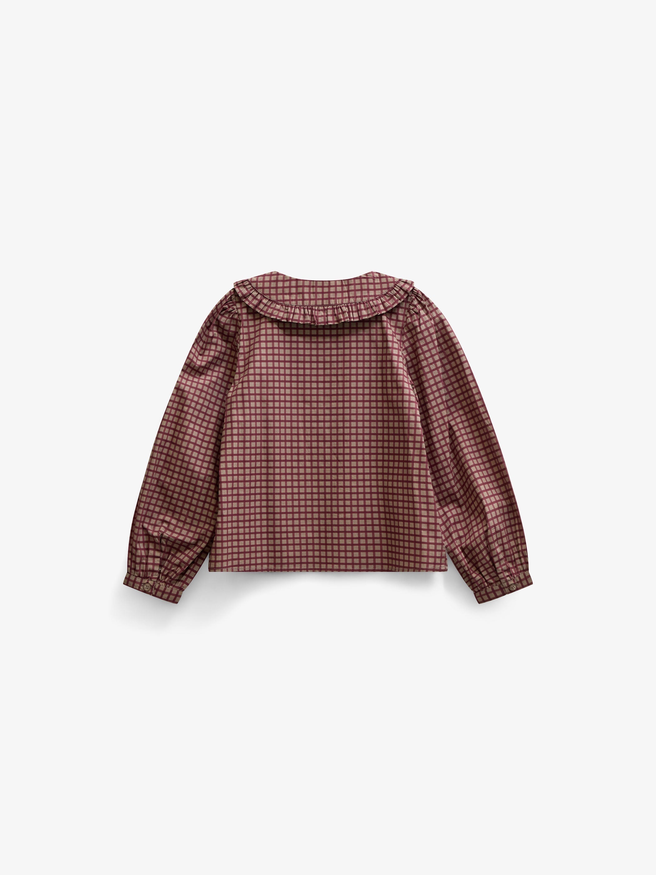 Poplin-bluse med flæsekrave Tween - Bordeaux Check | 101450 Julia
