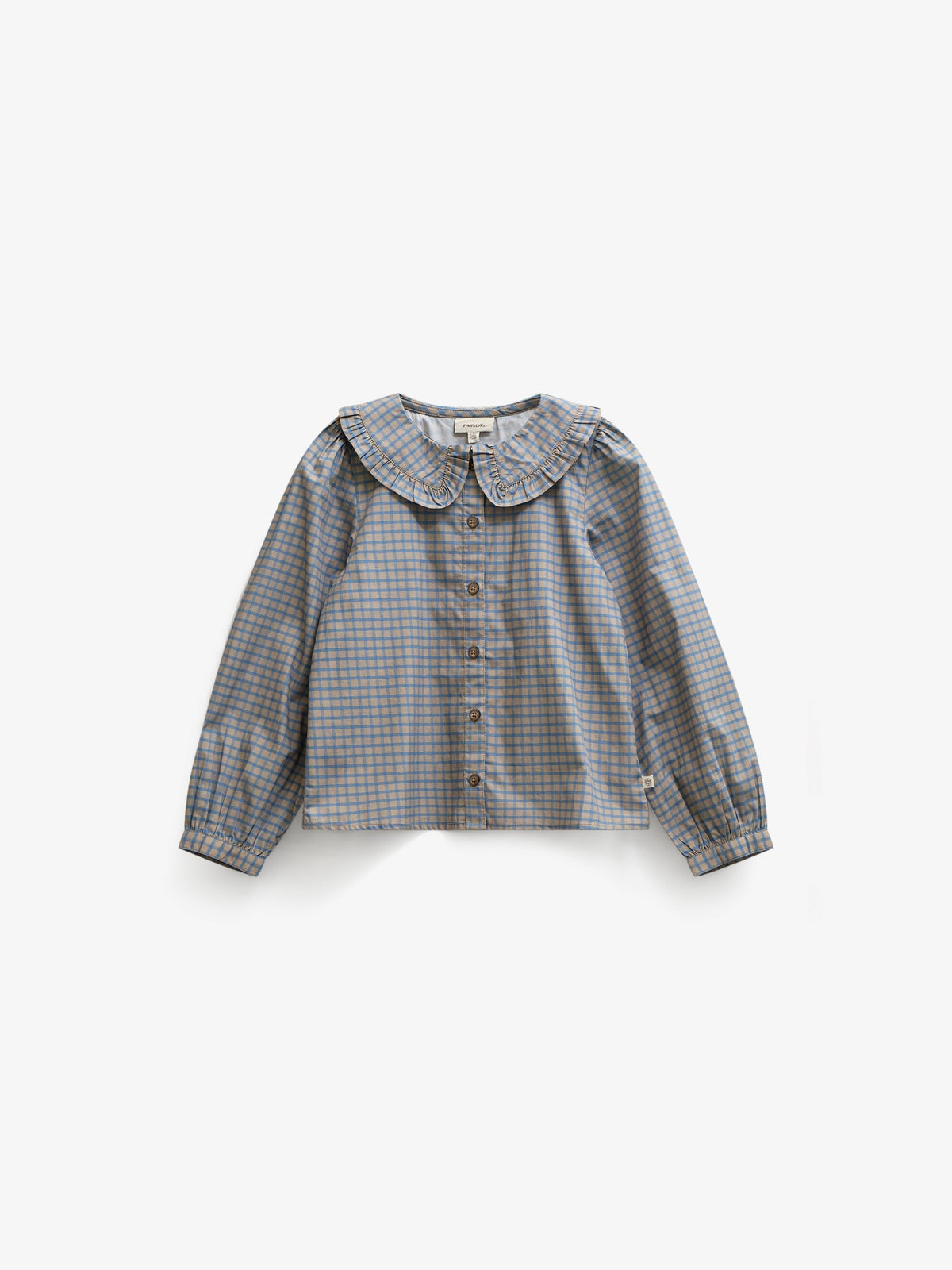 Poplin-bluse med flæsekrave Tween - Blue Check | 101452 Julia