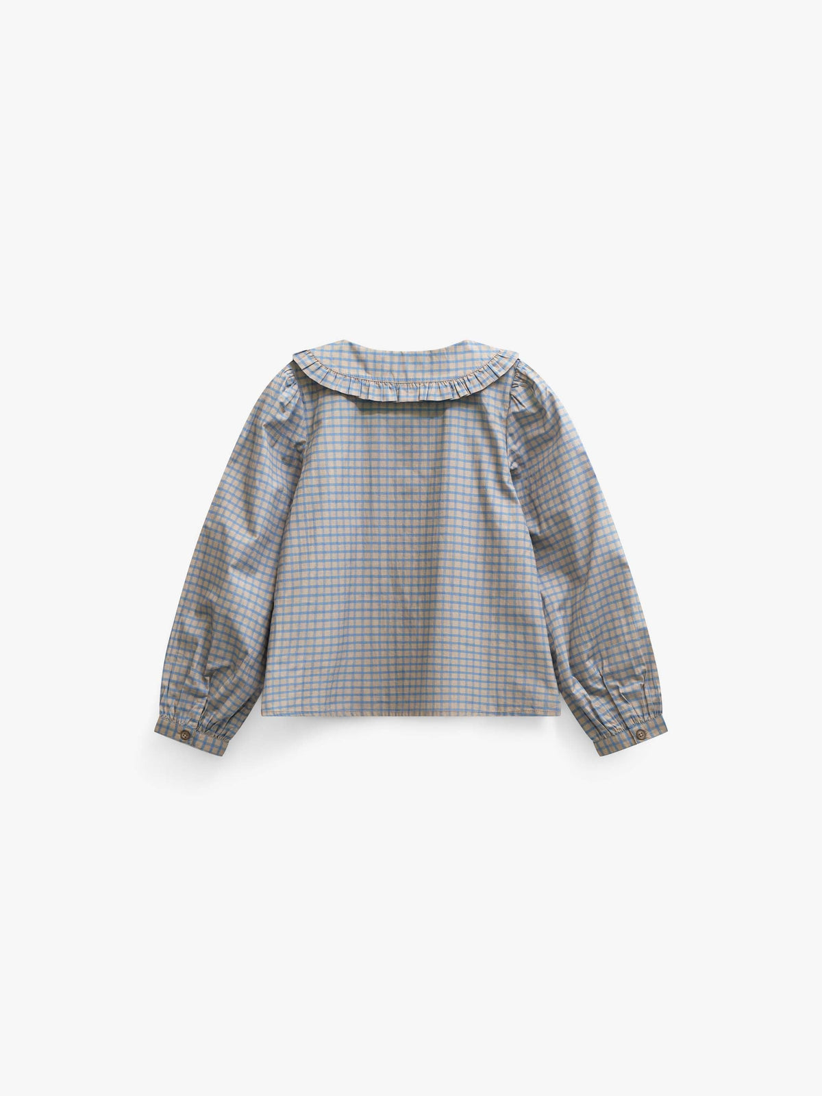 Poplin-bluse med flæsekrave Kids - Blue Check | 101451 Julia