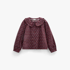 Poplin-bluse med flæsekrave Kids - Bordeaux Flowerprint | 101453 Julia