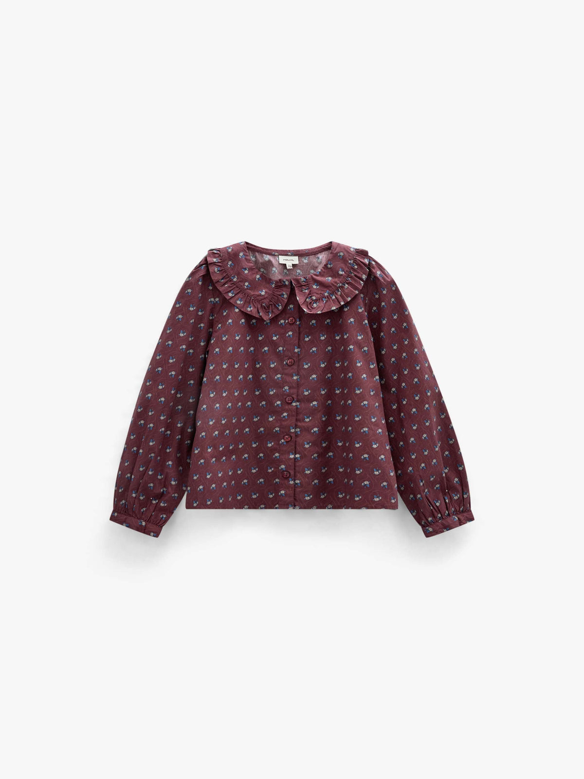 Poplin-bluse med flæsekrave Kids - Bordeaux Flowerprint | 101453 Julia