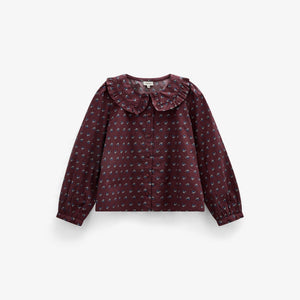 Poplin-bluse med flæsekrave Kids - Bordeaux Flowerprint | 101453 Julia
