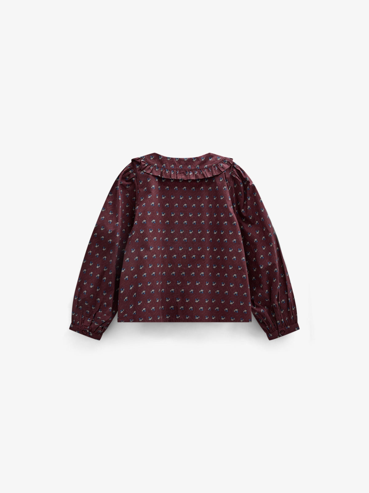 Poplin-bluse med flæsekrave Kids - Bordeaux Flowerprint | 101453 Julia