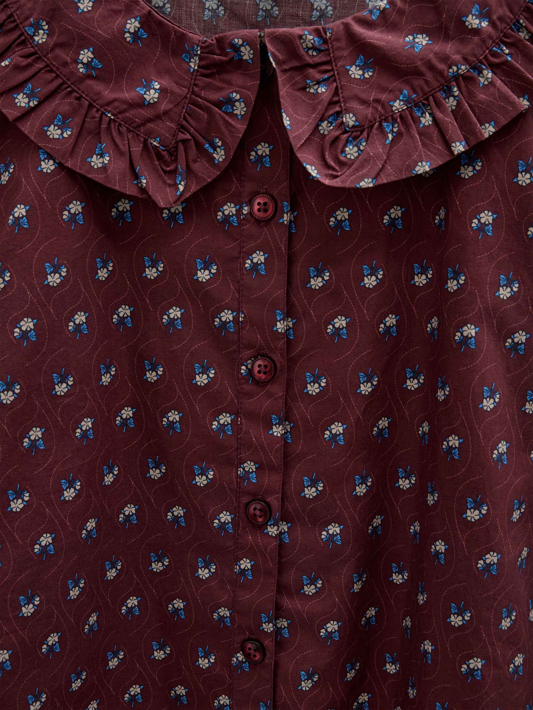 Poplin-bluse med flæsekrave Tween - Bordeaux Flowerprint | 101454 Julia