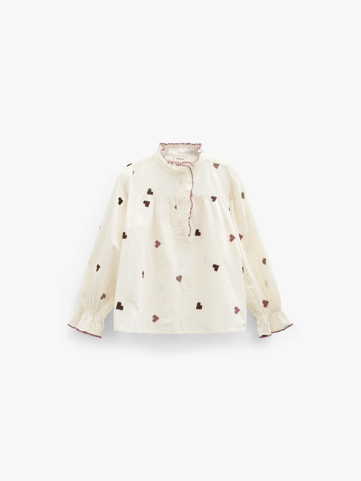 Bomuldsbluse med hjertebroderi Tween - Rose/Bordeaux | 101458 Elina