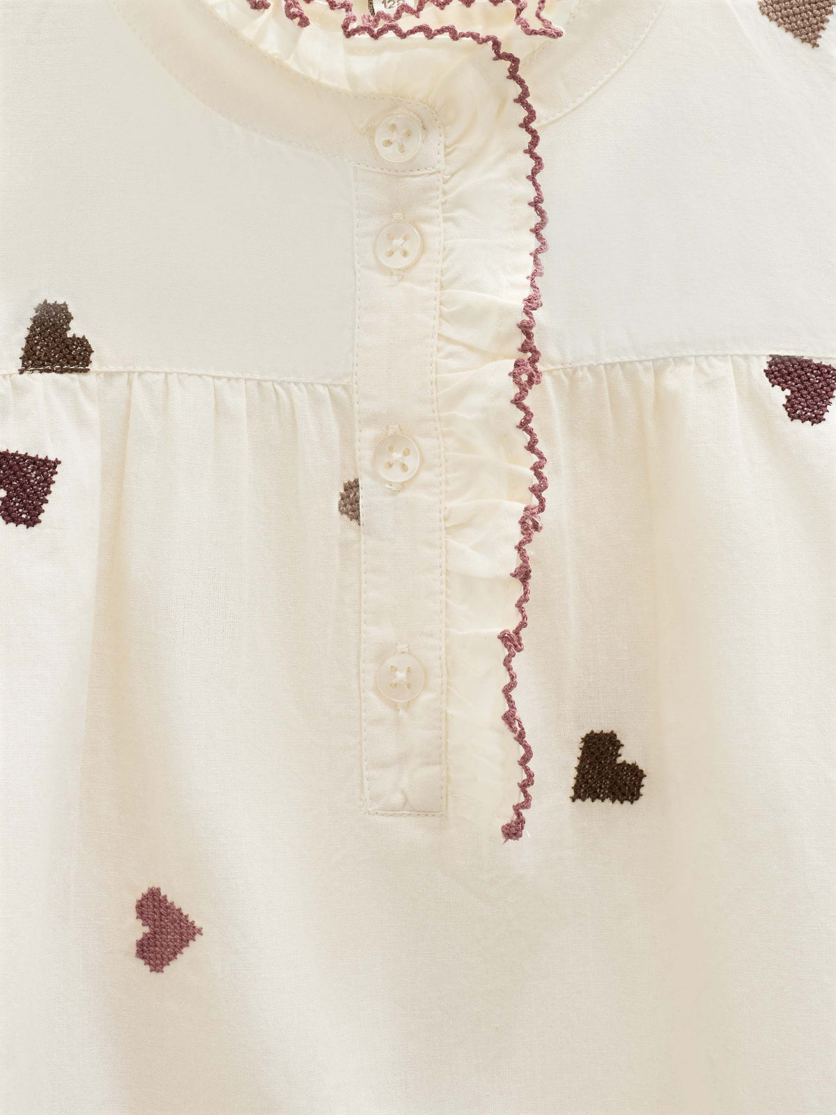 Bomuldsbluse med hjertebroderi Kids - Rose/Bordeaux | 101457 Elina
