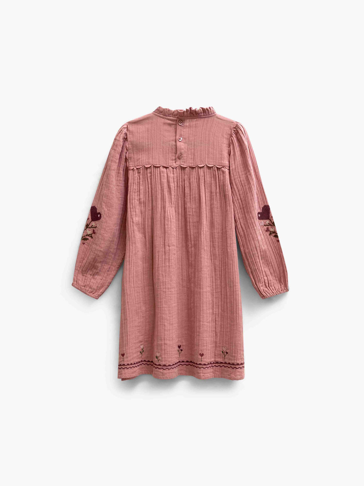Double gauze-kjole med korsstingsbroderi Tween - Dusty Rose | 101466 Laureen