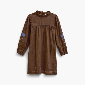Double gauze-kjole med korsstingsbroderi Kids - Brown | 101467 Laureen