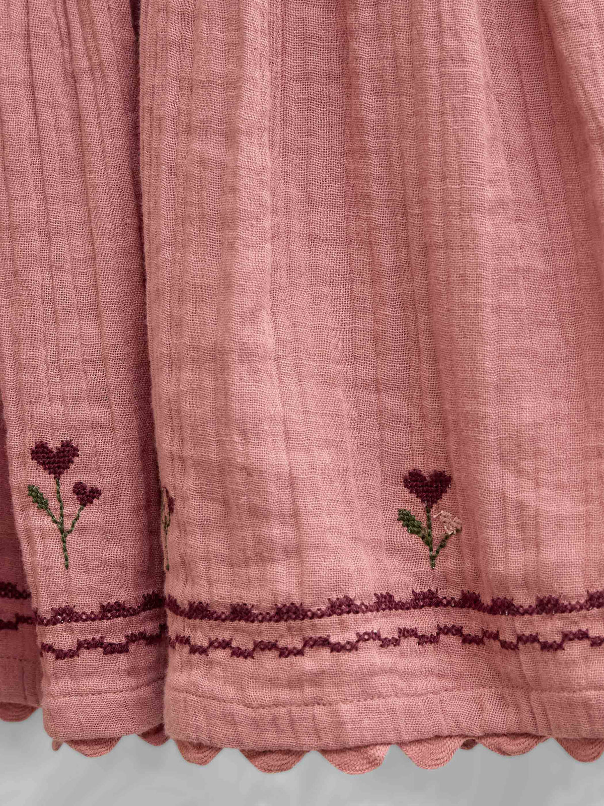 Fløjlsnederdel med zig-zag bånd Tween - Dusty Rose | 101480 Sille
