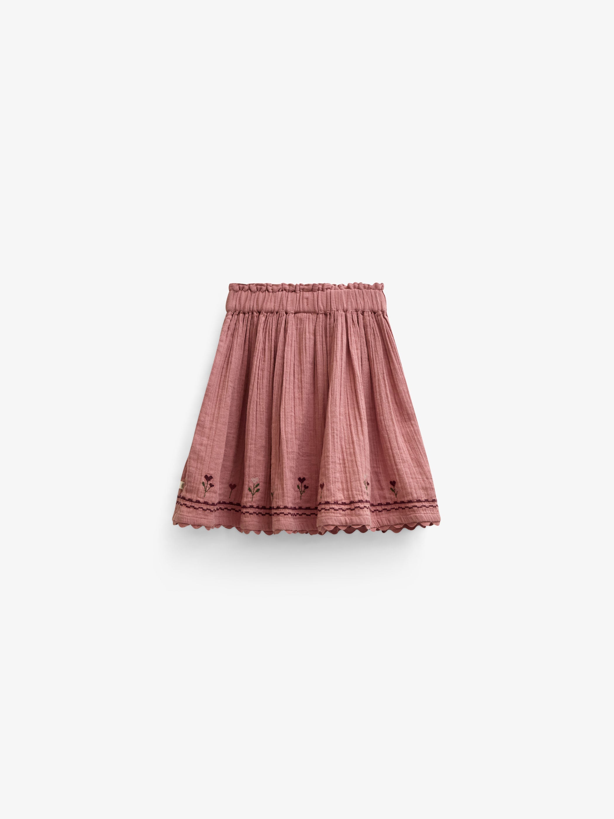 Double gauze-nederdel med korsstingsbroderi Kids - Dusty Rose | 101469 Laureen
