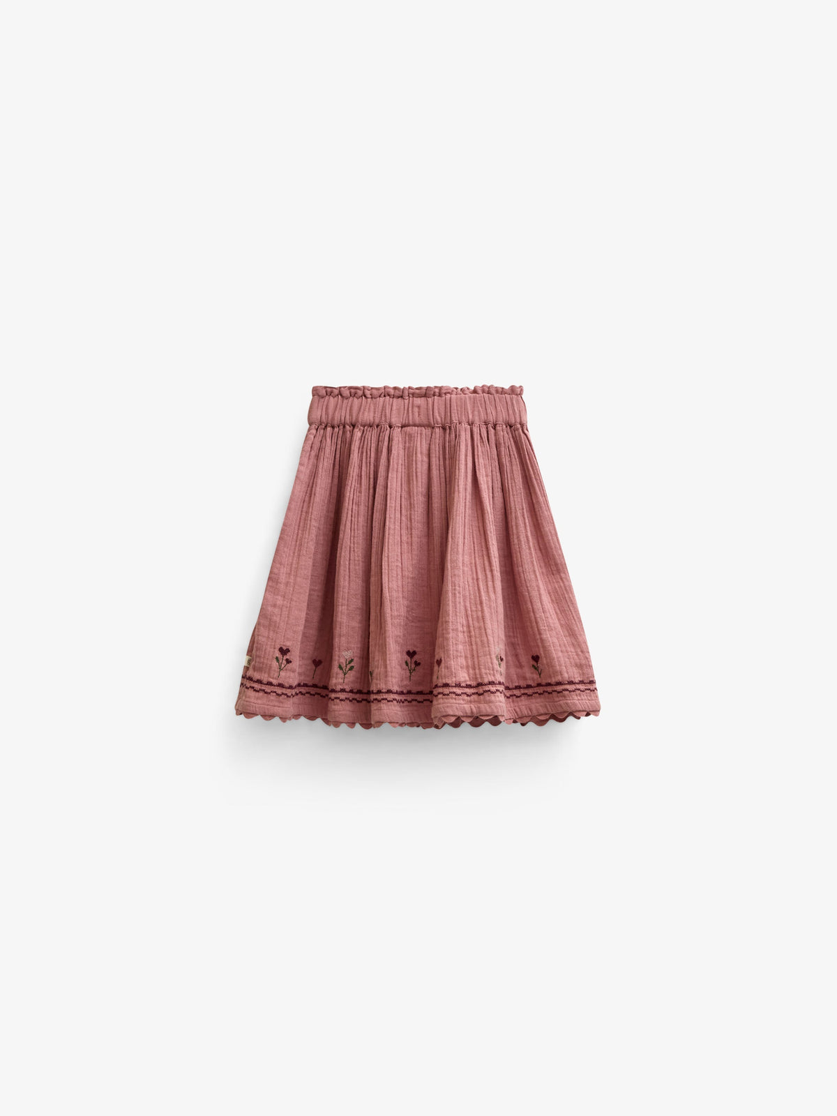 Double gauze-nederdel med korsstingsbroderi Tween - Dusty Rose | 101470 Laureen