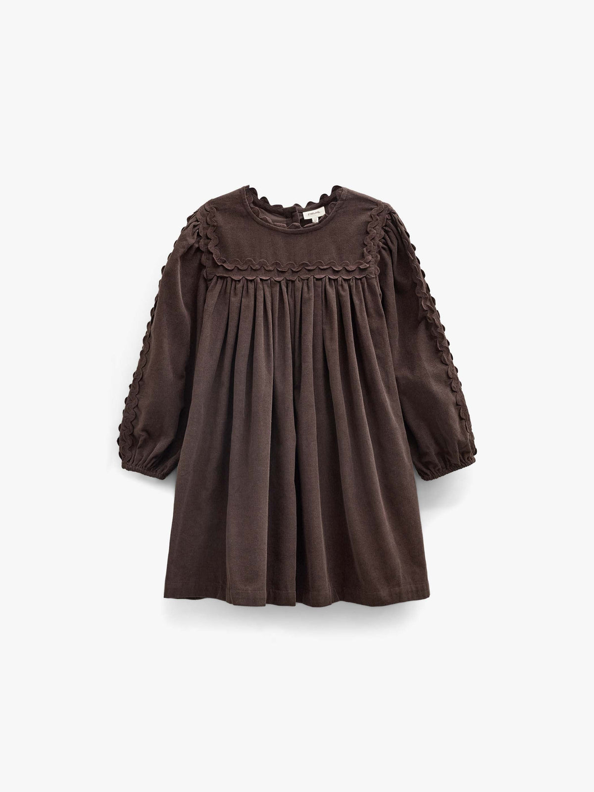 Fløjlskjole med zig-zag bånd Kids - Dark Brown | 101473 Sille