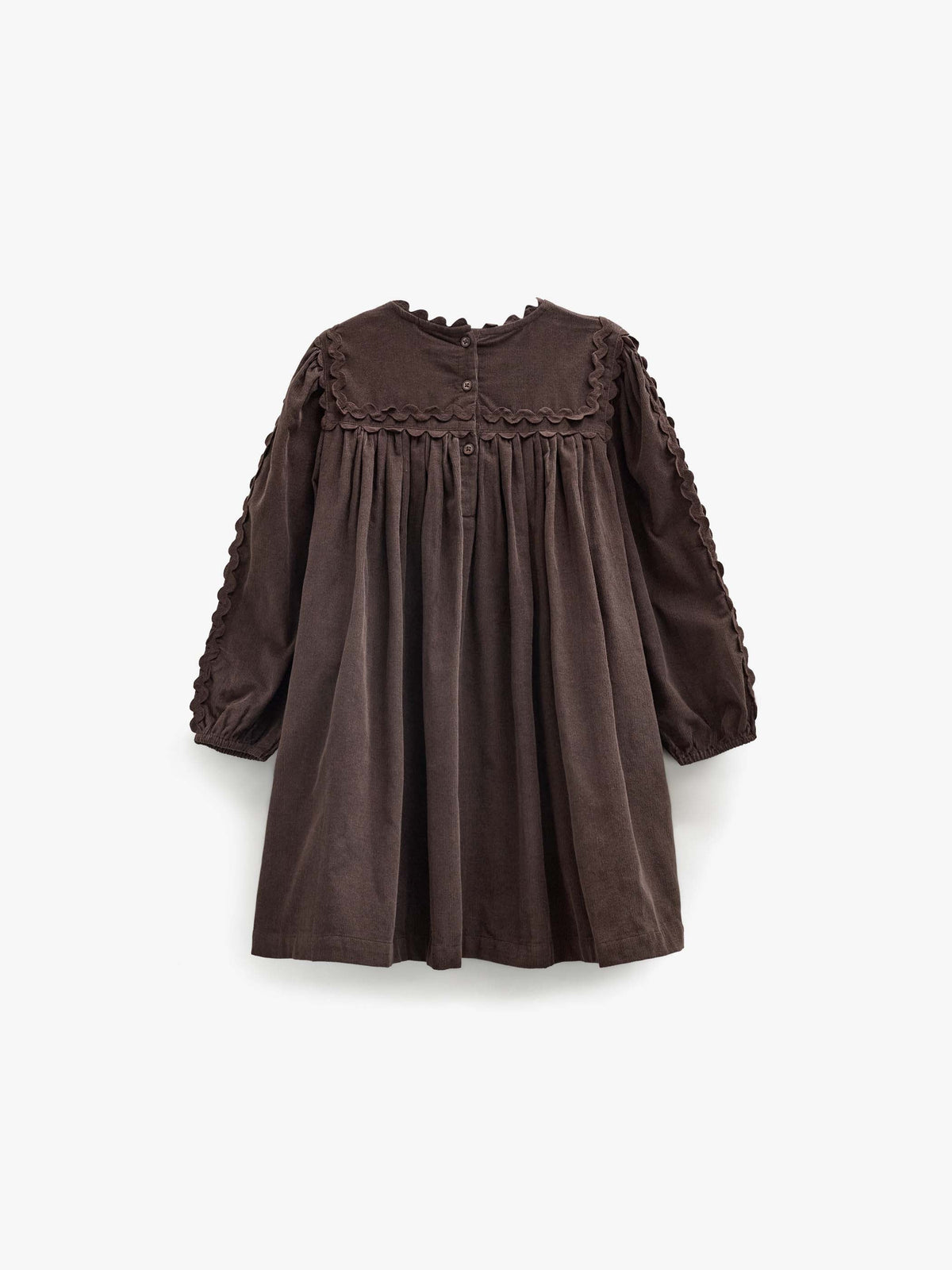 Fløjlskjole med zig-zag bånd Kids - Dark Brown | 101473 Sille