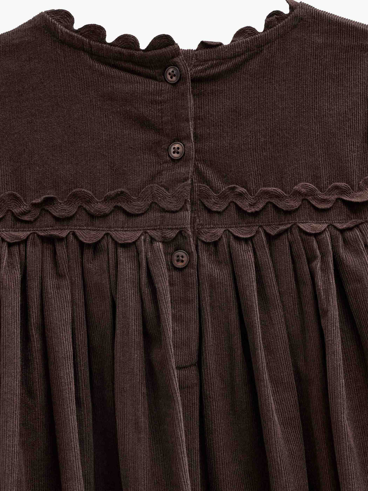 Fløjlskjole med zig-zag bånd Tween - Dark Brown | 101474 Sille