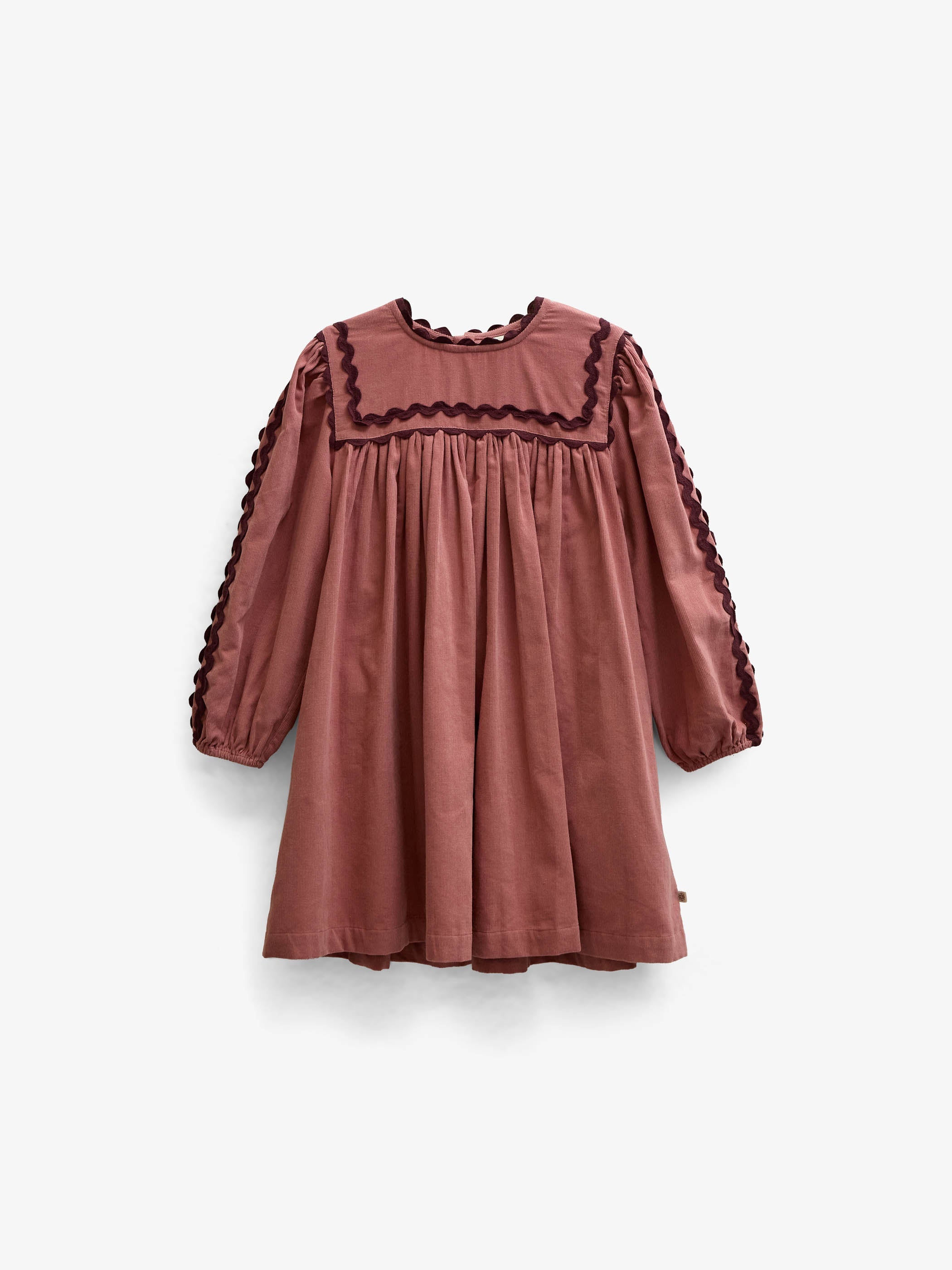 Fløjlskjole med zig-zag bånd Tween - Dusty Rose | 101476 Sille