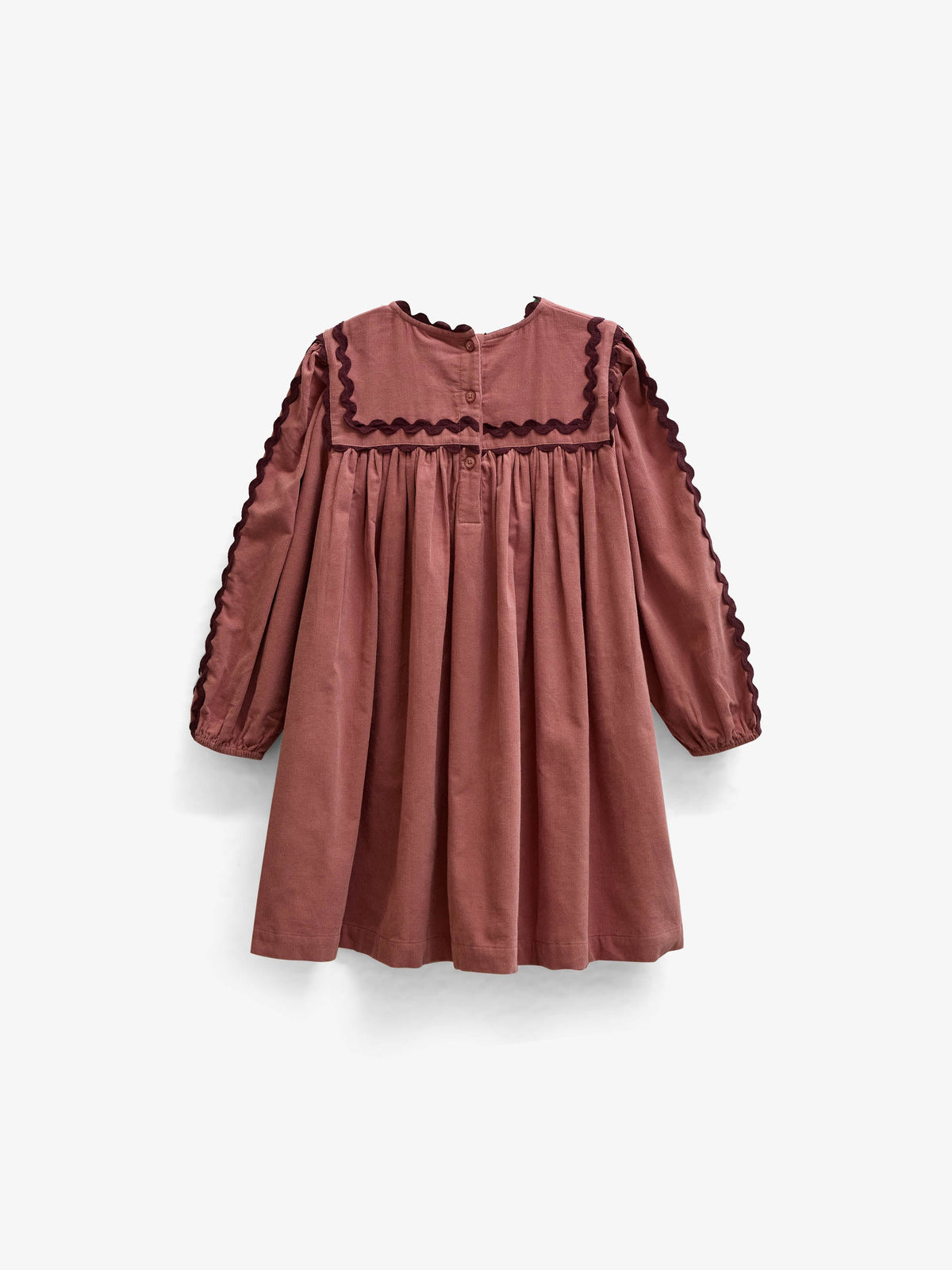 Fløjlskjole med zig-zag bånd Tween - Dusty Rose | 101476 Sille