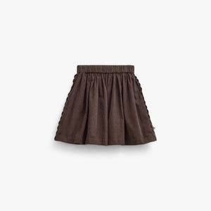Fløjlsnederdel med zig-zag bånd Tween - Dark Brown | 101478 Sille