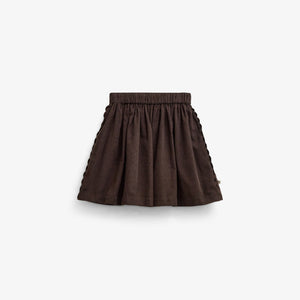 Fløjlsnederdel med zig-zag bånd Kids - Dark Brown | 101477 Sille