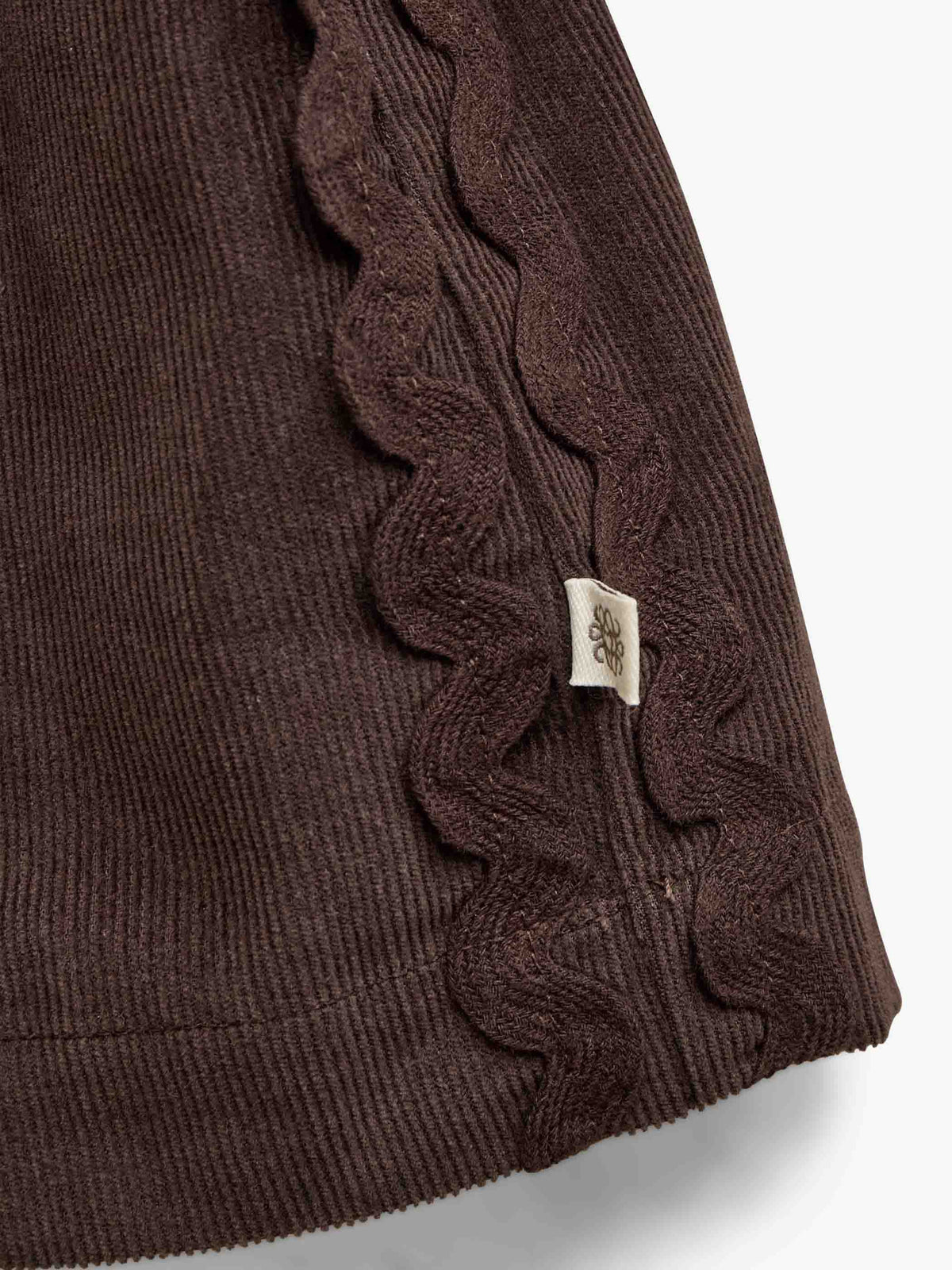 Fløjlsnederdel med zig-zag bånd Tween - Dark Brown | 101478 Sille