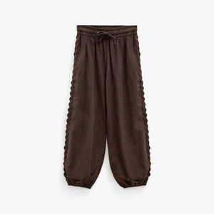 Fløjlsbukser med zig-zag bånd Kids - Dark Brown | 101481 Sille