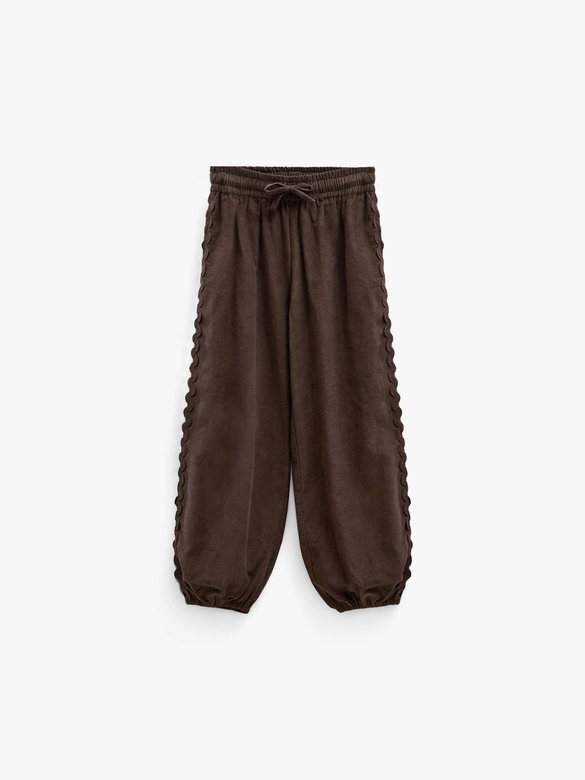 Fløjlsbukser med zig-zag bånd Kids - Dark Brown | 101481 Sille