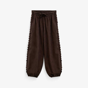 Fløjlsbukser med zig-zag bånd Tween - Dark Brown | 101482 Sille