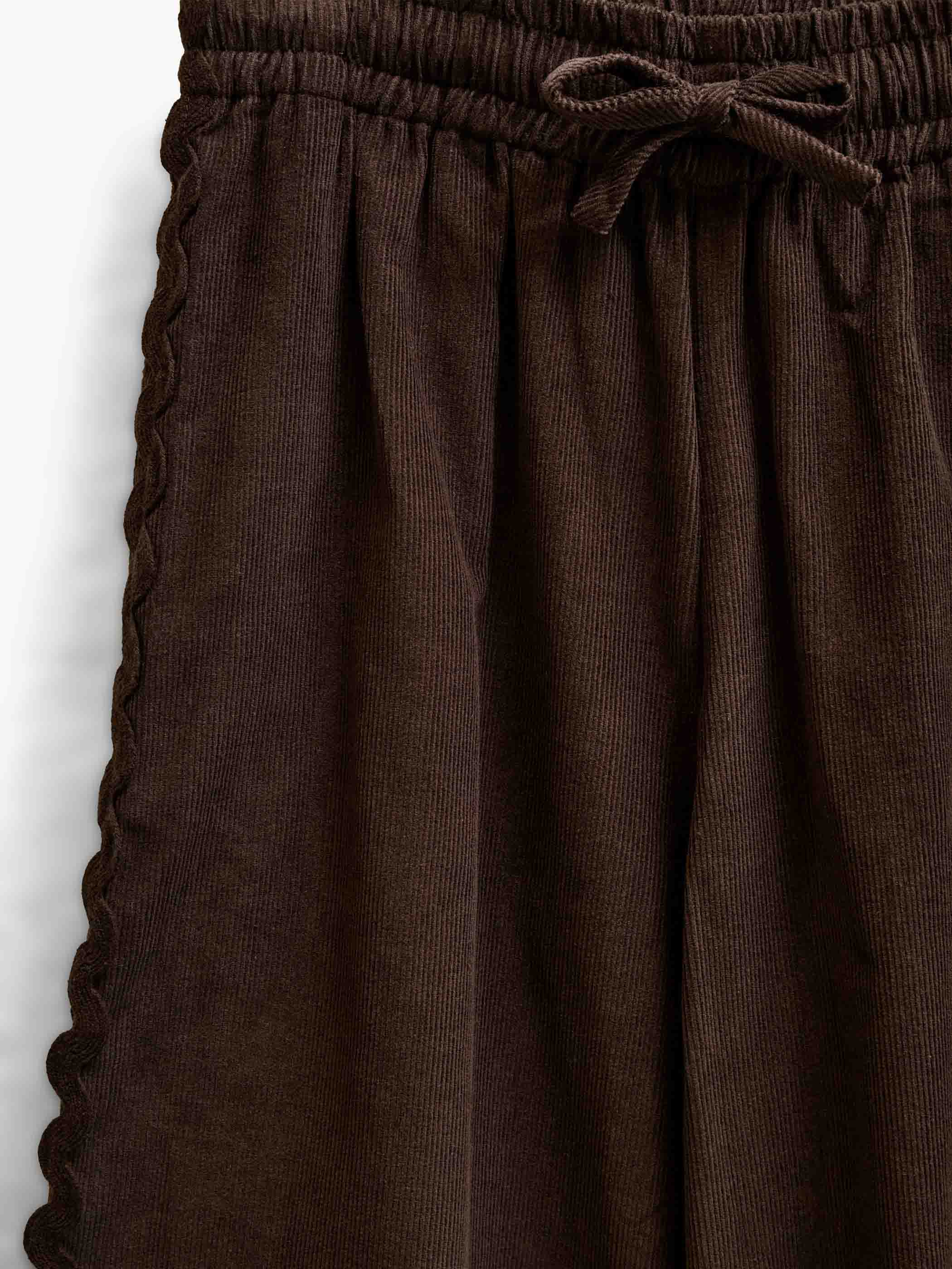 Fløjlsbukser med zig-zag bånd Kids - Dark Brown | 101481 Sille