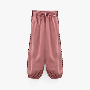 Fløjlsbukser med zig-zag bånd Kids - Dusty Rose | 101483 Sille