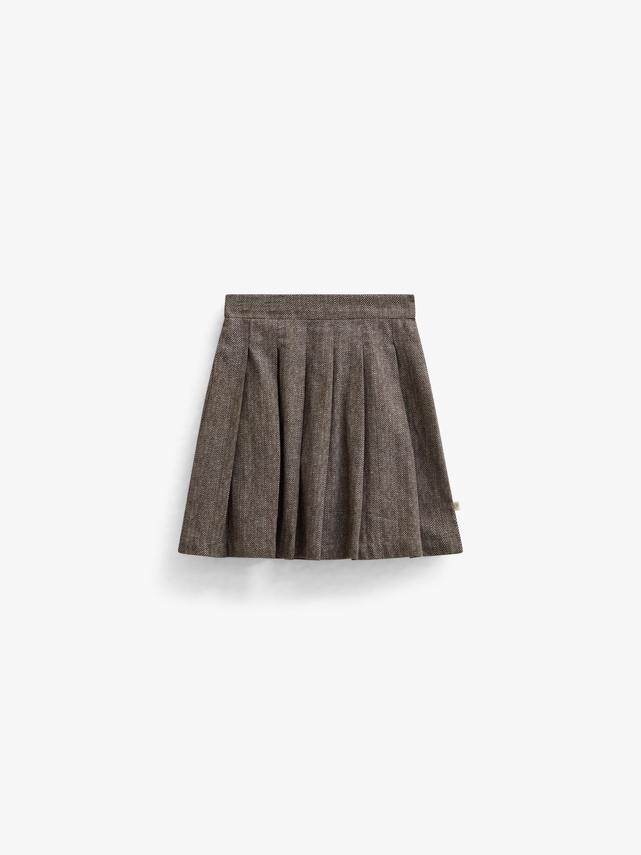 Bomuldsnederdel med sildebensmønster Kids - Dark Brown | 101520 Susse