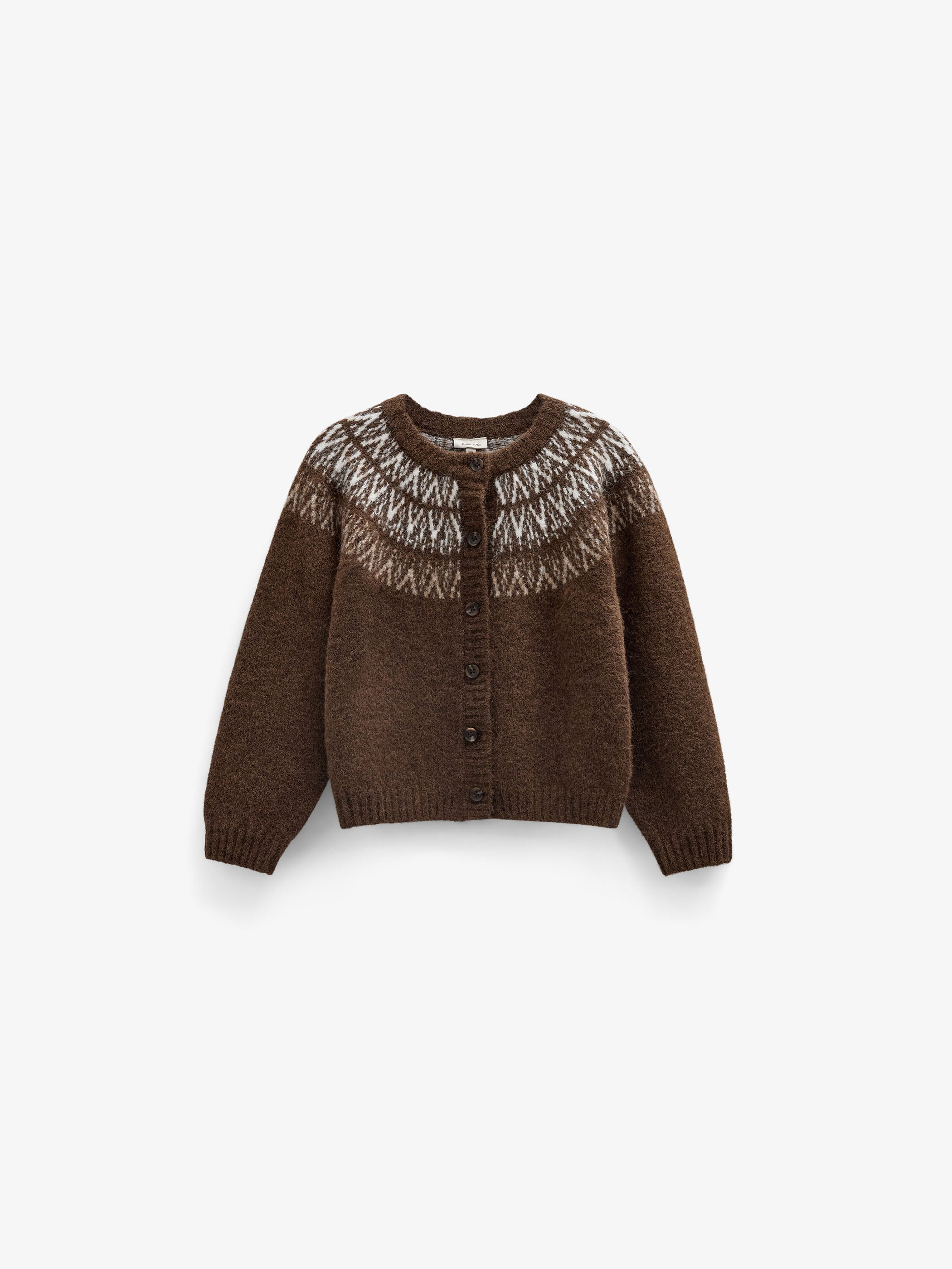 Jacquardstrikket cardigan Tween - Brown | 101524 Daniella