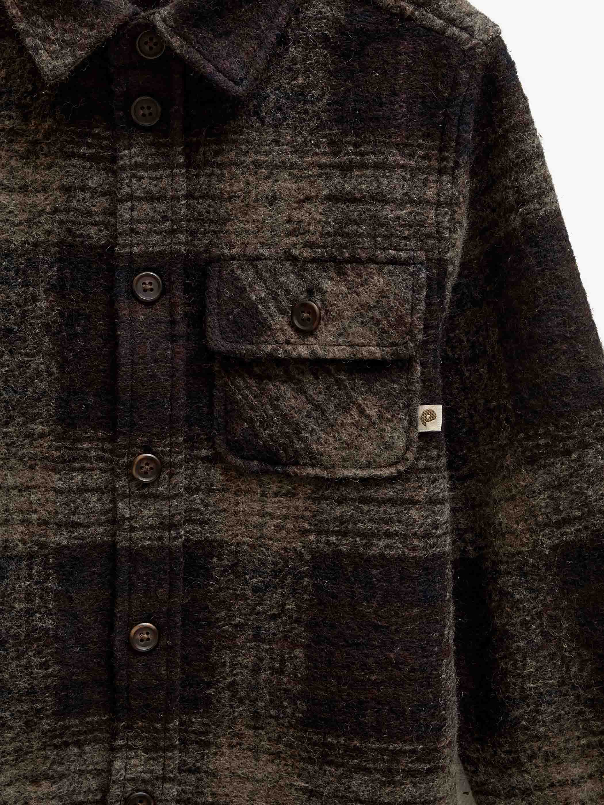Ternet overshirt i børstet uldblanding Kids - Brown Check | 101525 Daxton